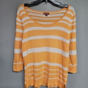 Merona Women's Striped Long Sleeve Top - Orange and White